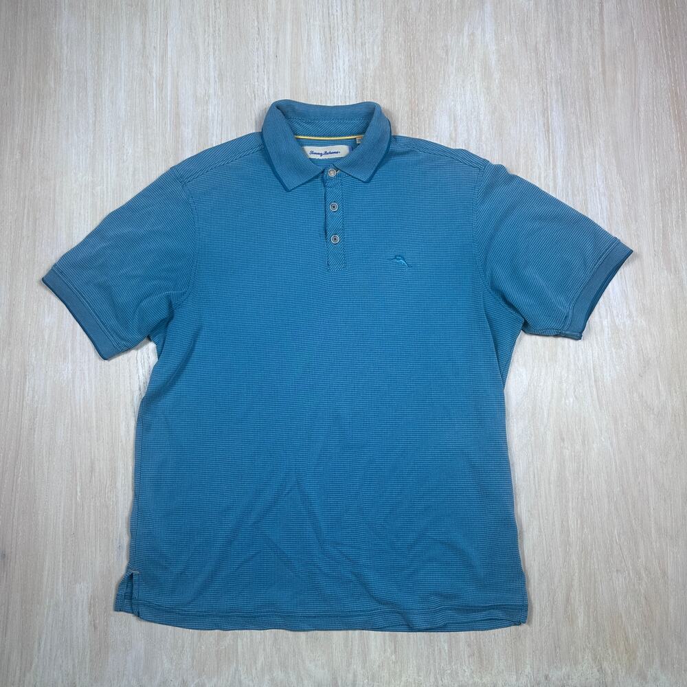 Tommy Bahama Blue Short Sleeve Polo Coastal Resort Casual Preppy Shirt Medium